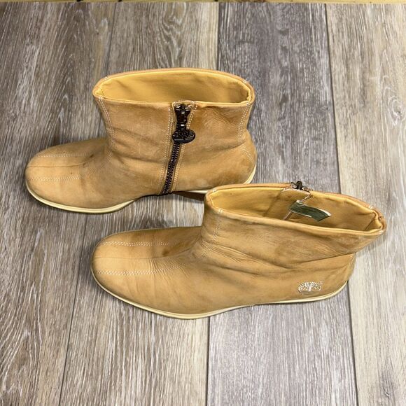 Timberland Camel Tan Nubuck Leather Wedge Zip Ankle Boots 37356 Womens US Size 8 - Picture 7 of 14